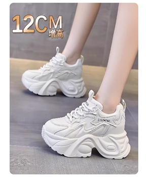 内增高老爹鞋女12cm小个子2026春季新款超火10cm厚底小白鞋子女鞋
